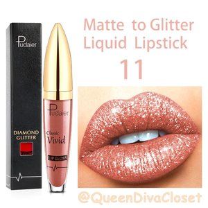 Lux Matte Rich Light Beige Tan #11 Lasting Glitter Gloss Liquid Lipstick Tint
